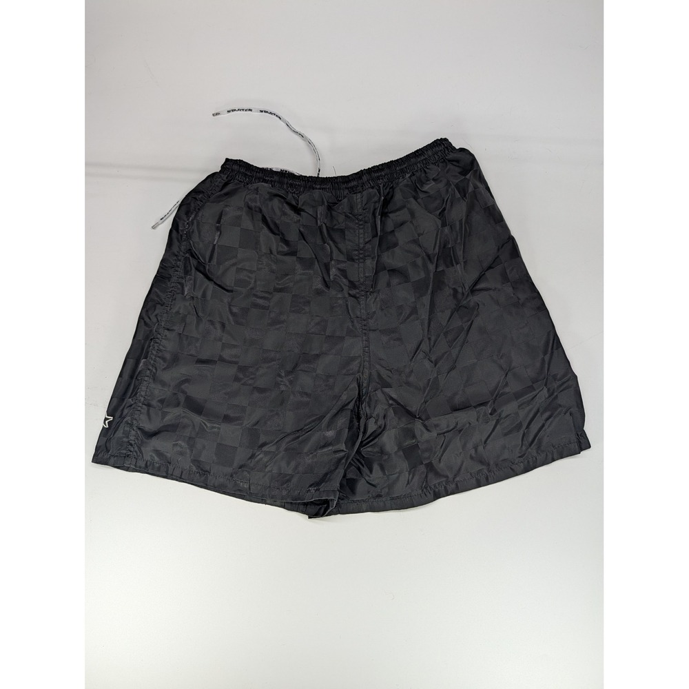Starter Boys L Large Black Checkerboard Athletic‎ Shorts Nylon Drawstring